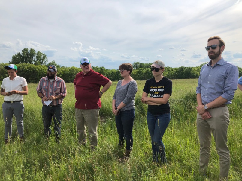 MN state legislators tour the Lake City Catholic Worker Farm to learn about the farm’s benefits from diversifying crops and implementing practices that improve soil and water retention and reduce nutrient loading into the River.